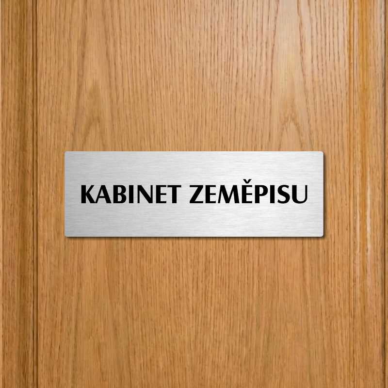 Kabinet zeměpisu, 200x66mm, stříbrná popiska s dvojtým rámečkem